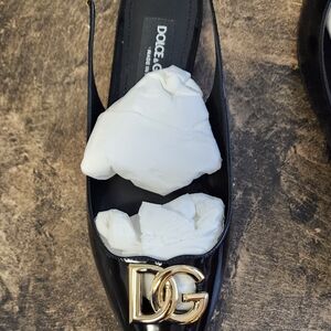 Dolce & Gabbana Black Flats with Gold Logo